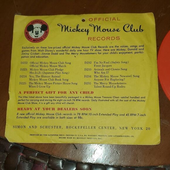 Vintage Walt Disney You, The Human Animal The Mickey Mouse Club Book Song Vinyl - Picture 3 of 7